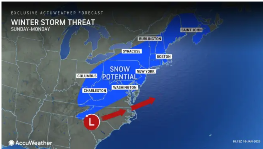 美国暴风雪2025-1月19-20日降雪预测